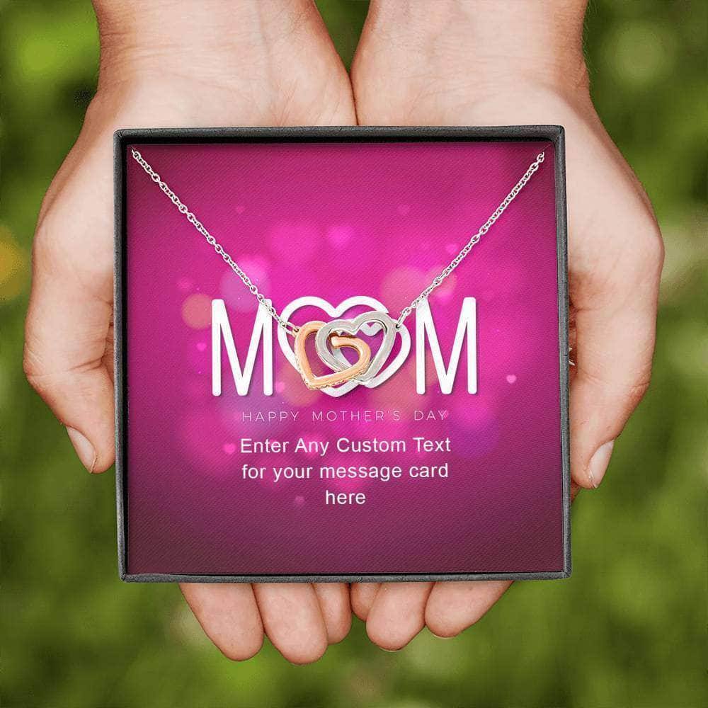 Interlocking Hearts Necklace With Mom Hearts Happy Mother's Day Personalized Insert CardCustomly Gifts