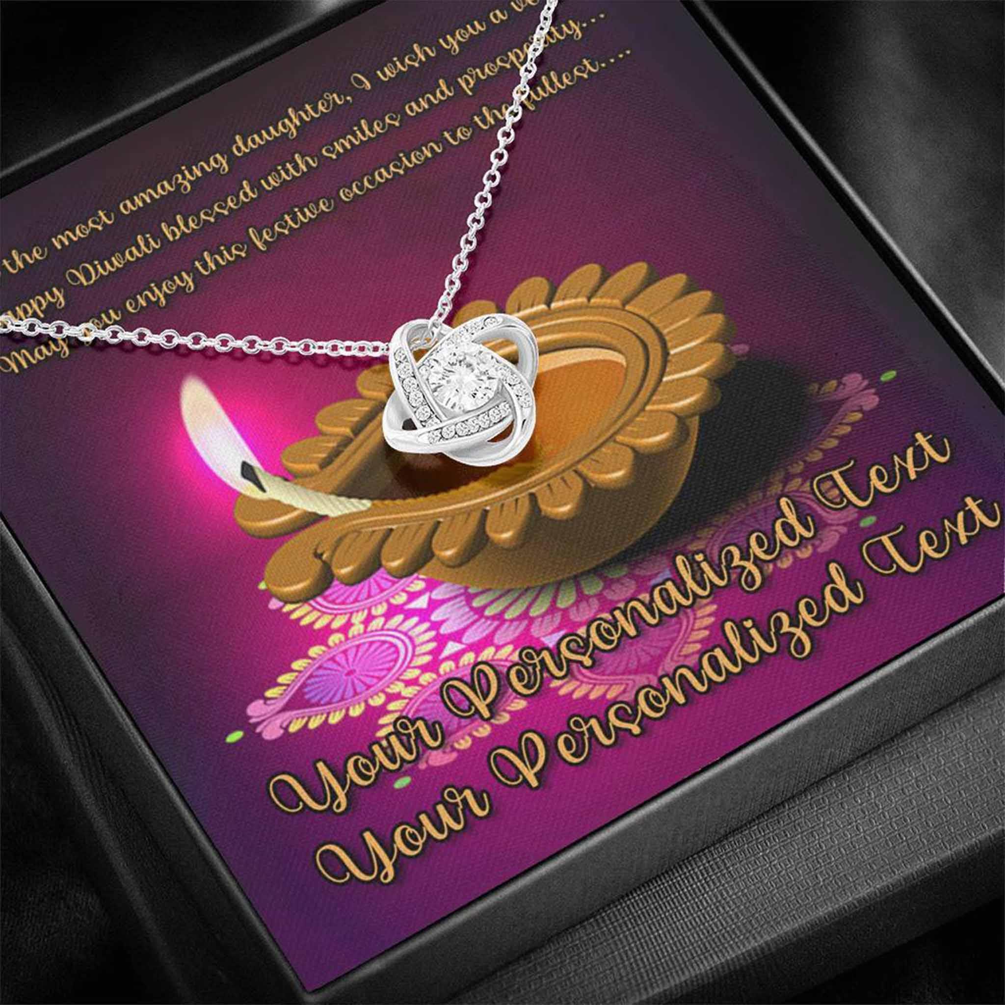 Love Knot Necklace Daughter Happy Diwali v1 Personalized Insert CardCustomly Gifts