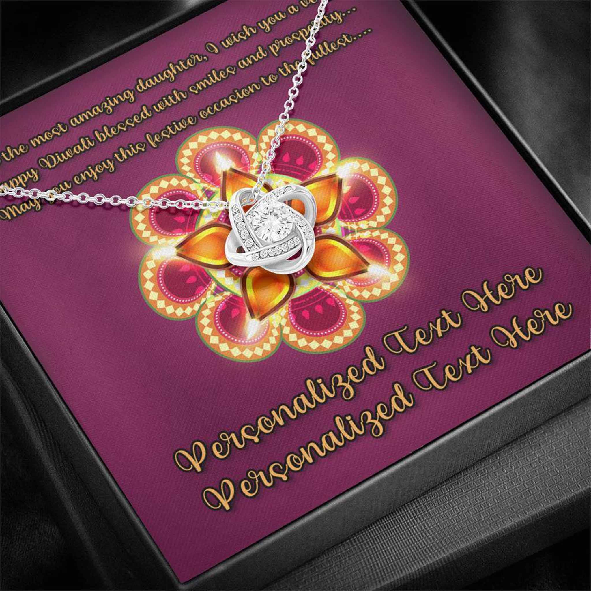 Love Knot Necklace Daughter Happy Diwali v2 Personalized Insert CardCustomly Gifts