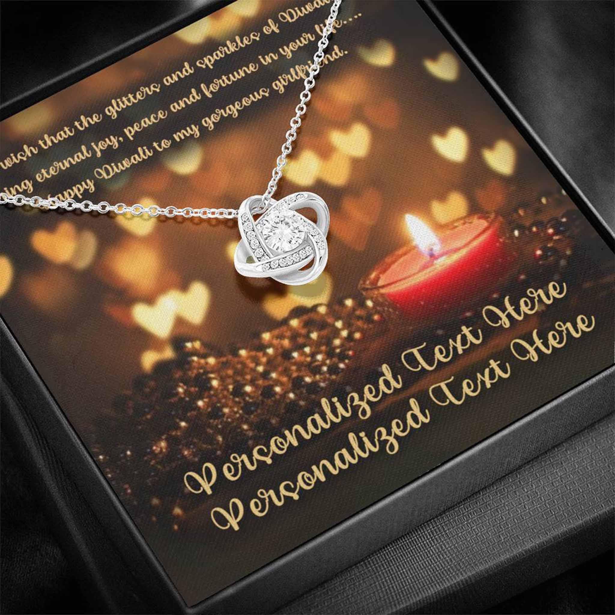 Love Knot Necklace Girlfriend Happy Diwali v5 Personalized Insert CardCustomly Gifts