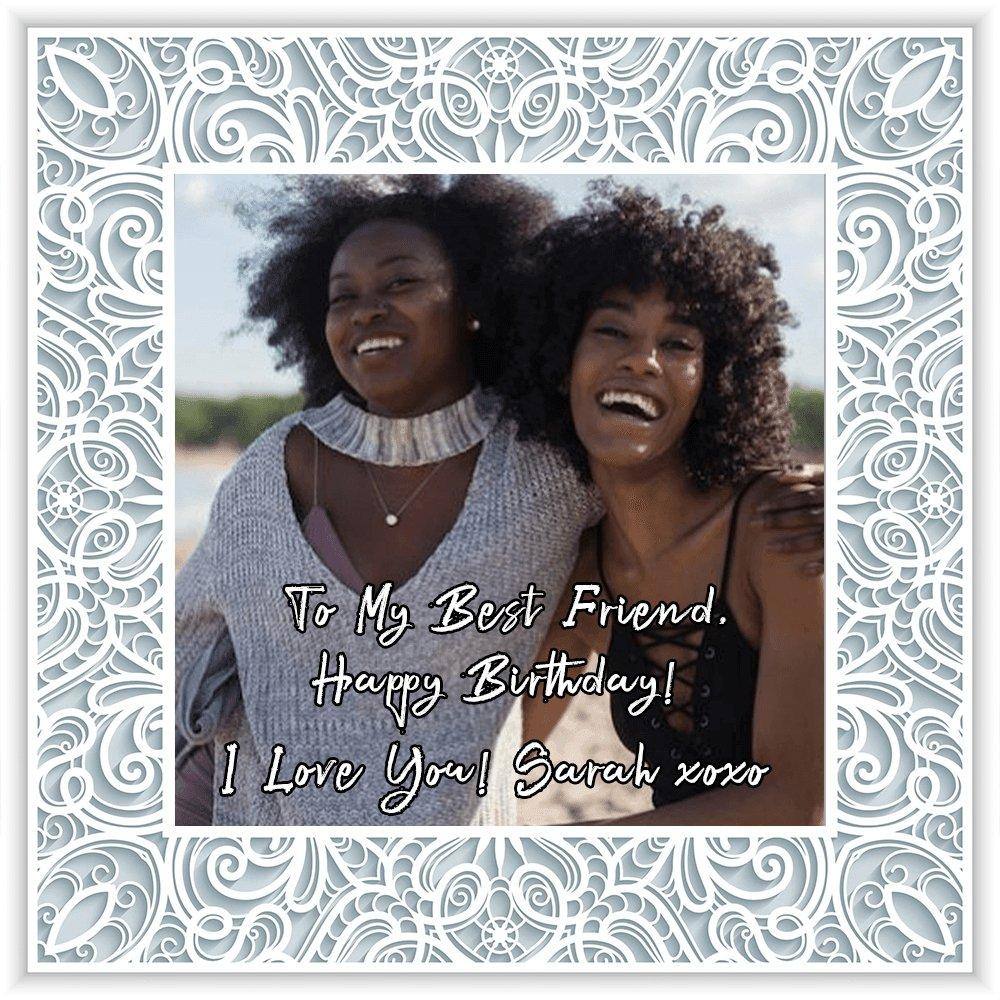 Love Knot Necklace Lace Frame v1 Personalized Photo Text Insert CardCustomly Gifts