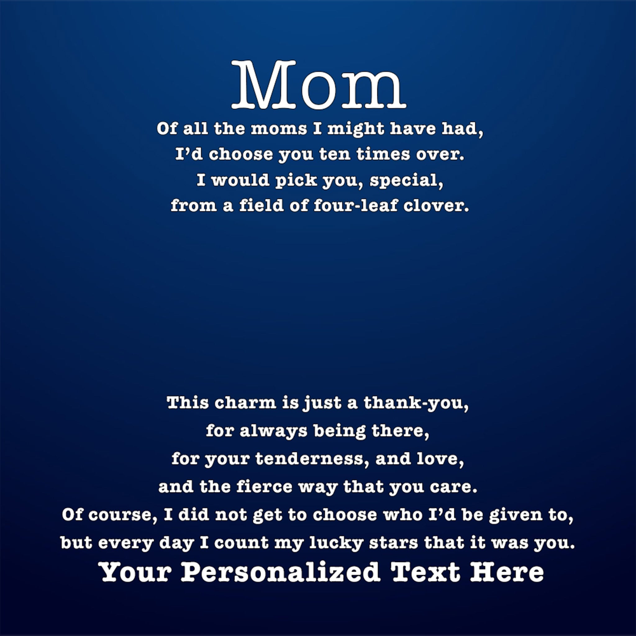 Love Knot Necklace Mom I Count My Lucky Stars Personalized Insert Card (blue)Customly Gifts