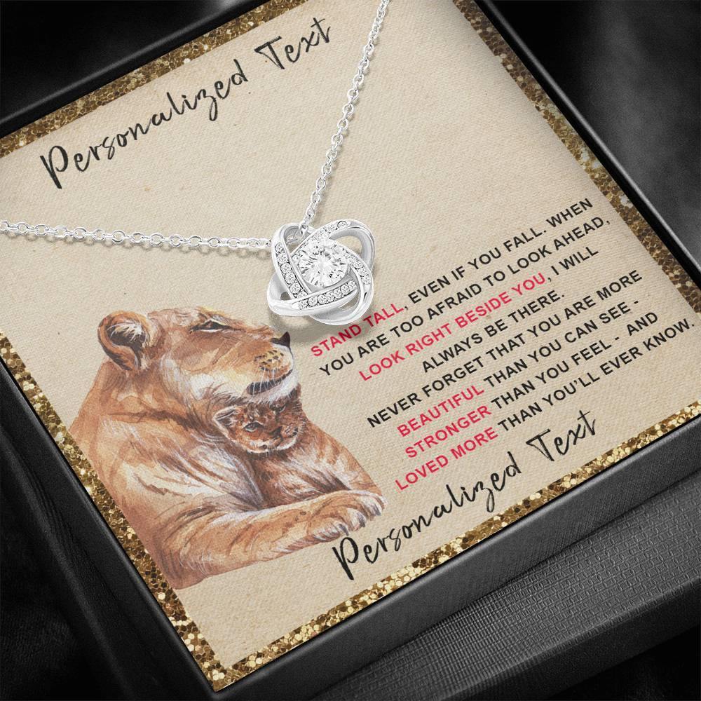 Love Knot Necklace Stand Tall Lioness and Cub Personalized Insert CardCustomly Gifts
