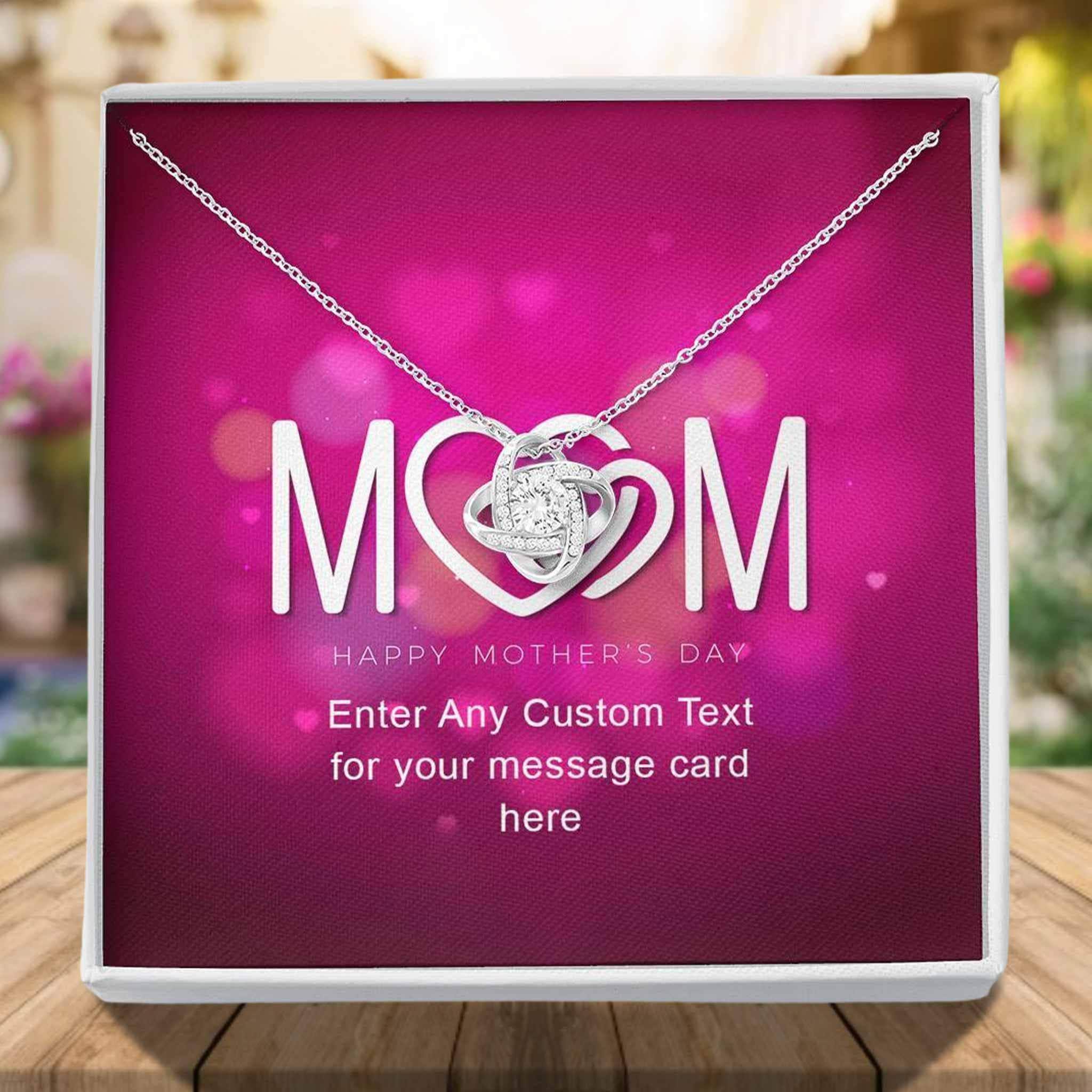 Love Knot Necklace With Mom Hearts Happy Mother's Day Personalized Insert CardCustomly Gifts