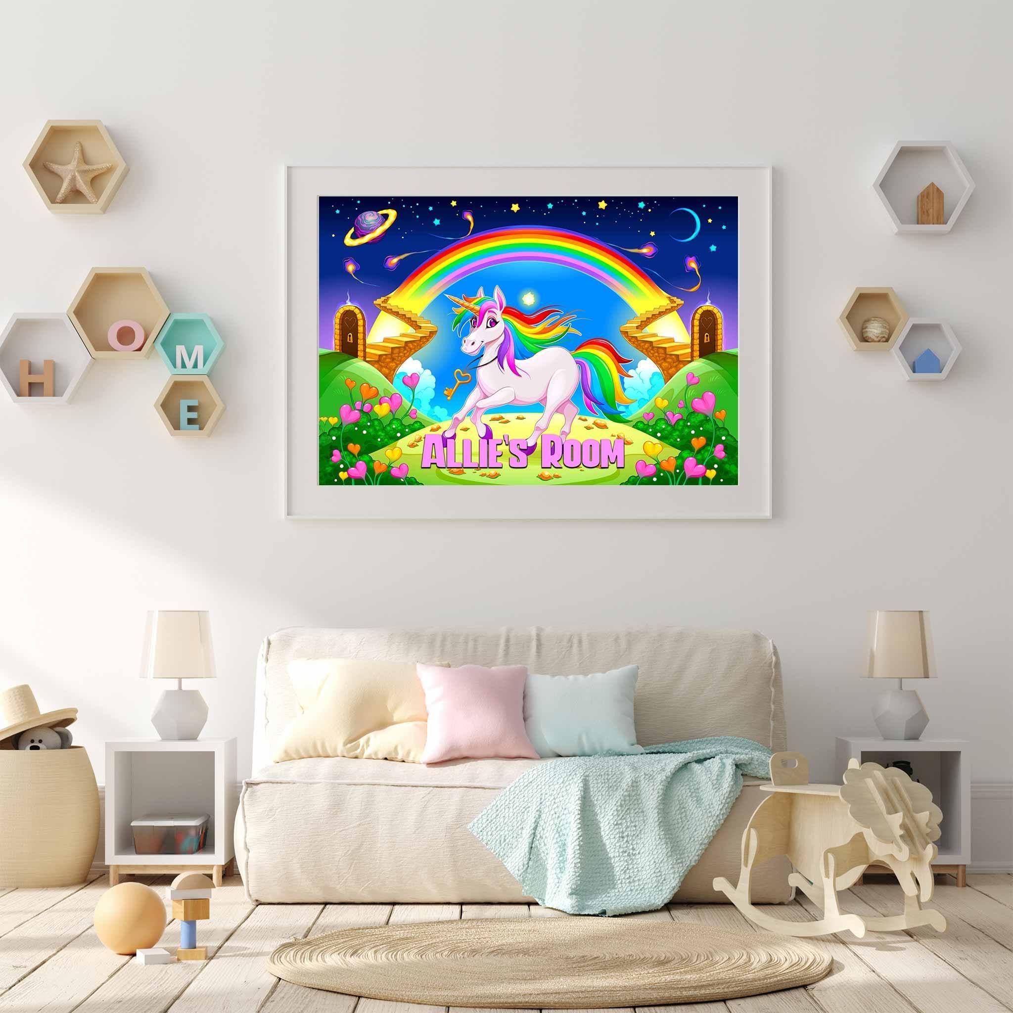 Magical Unicorn v1 Kids Personalized Premium PosterCustomly Gifts