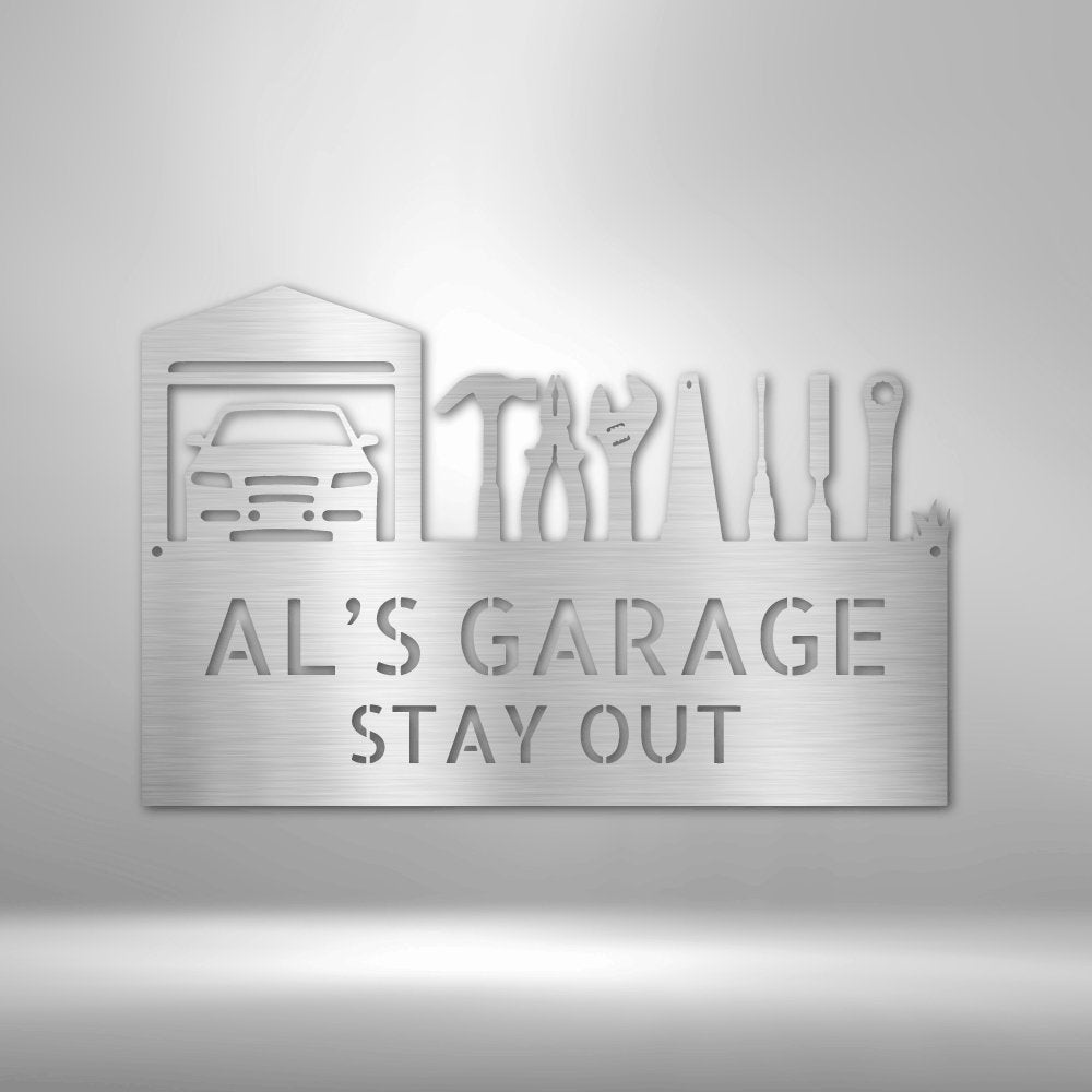 Master Of The Garage Personalized Name Text Steel SignCustomly Gifts