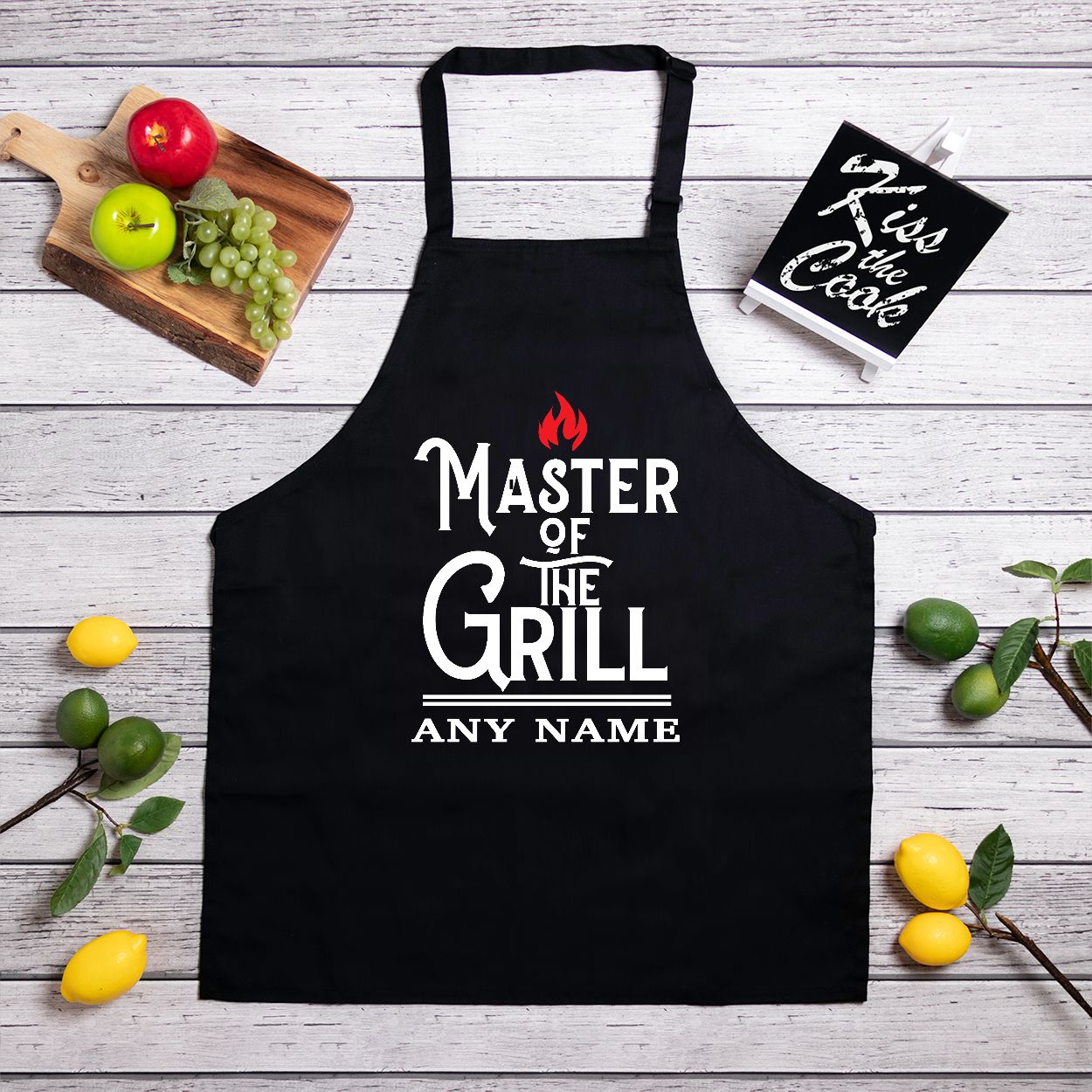 Master of The Grill Personalized Full Length Black ApronCustomly Gifts