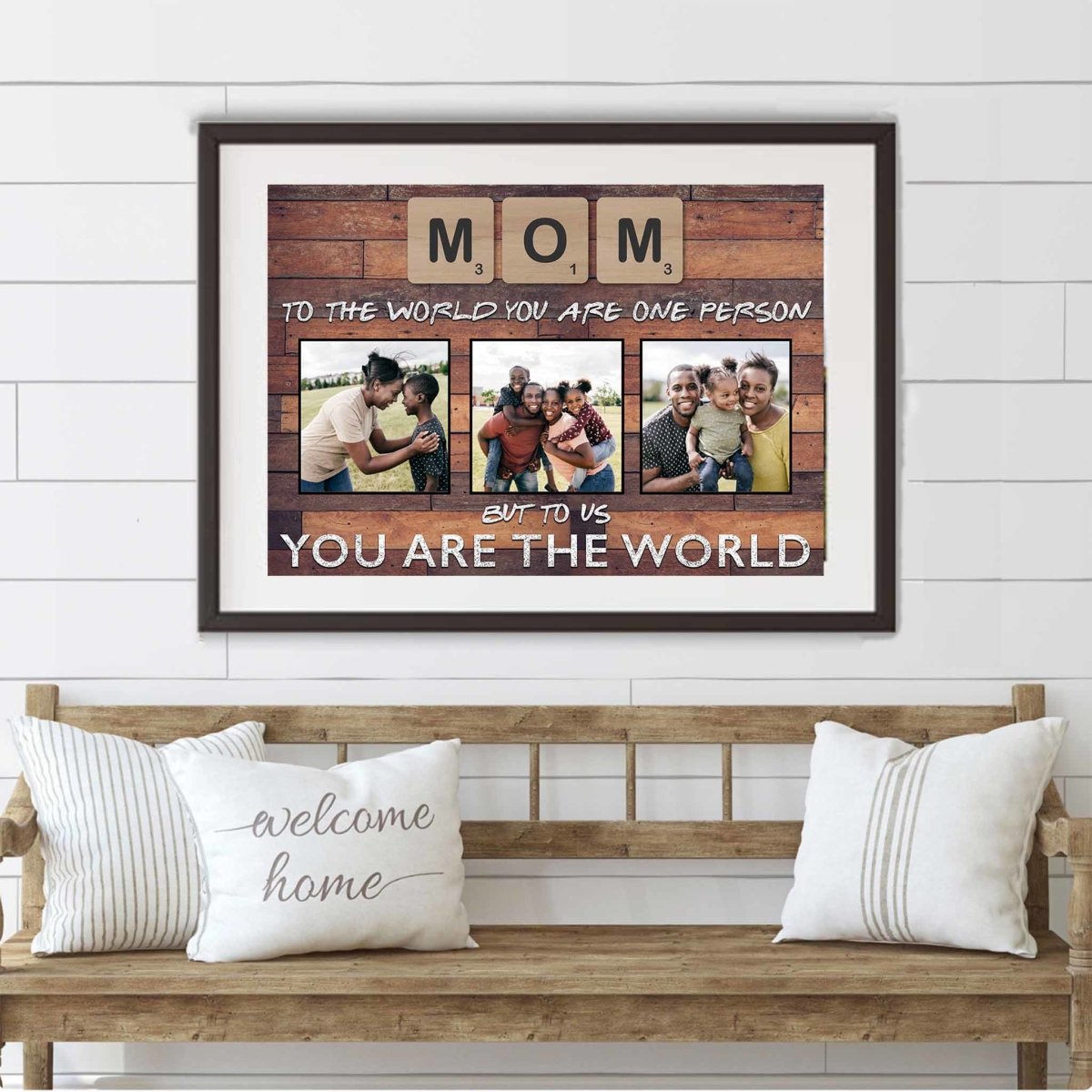 Mom Scrabble You Are The World Dark Wood Personalized Photo PosterCustomly Gifts