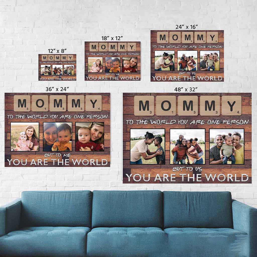 Mommy Scrabble You Are The World Dark Wood Personalized Photo CanvasCustomly Gifts