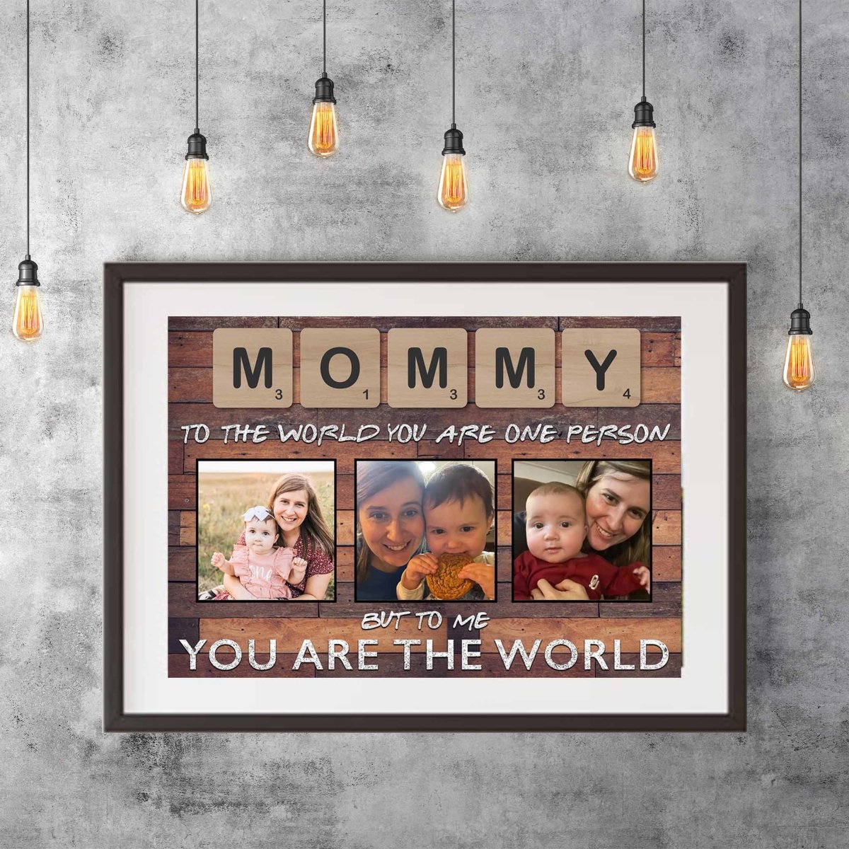 Mommy Scrabble You Are The World Dark Wood Personalized Photo PosterCustomly Gifts