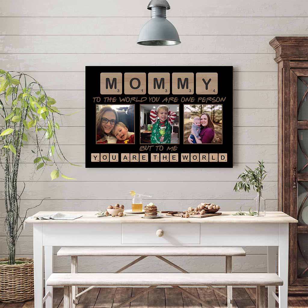 Mommy Scrabble You Are The World Personalized Photo Black CanvasCustomly Gifts
