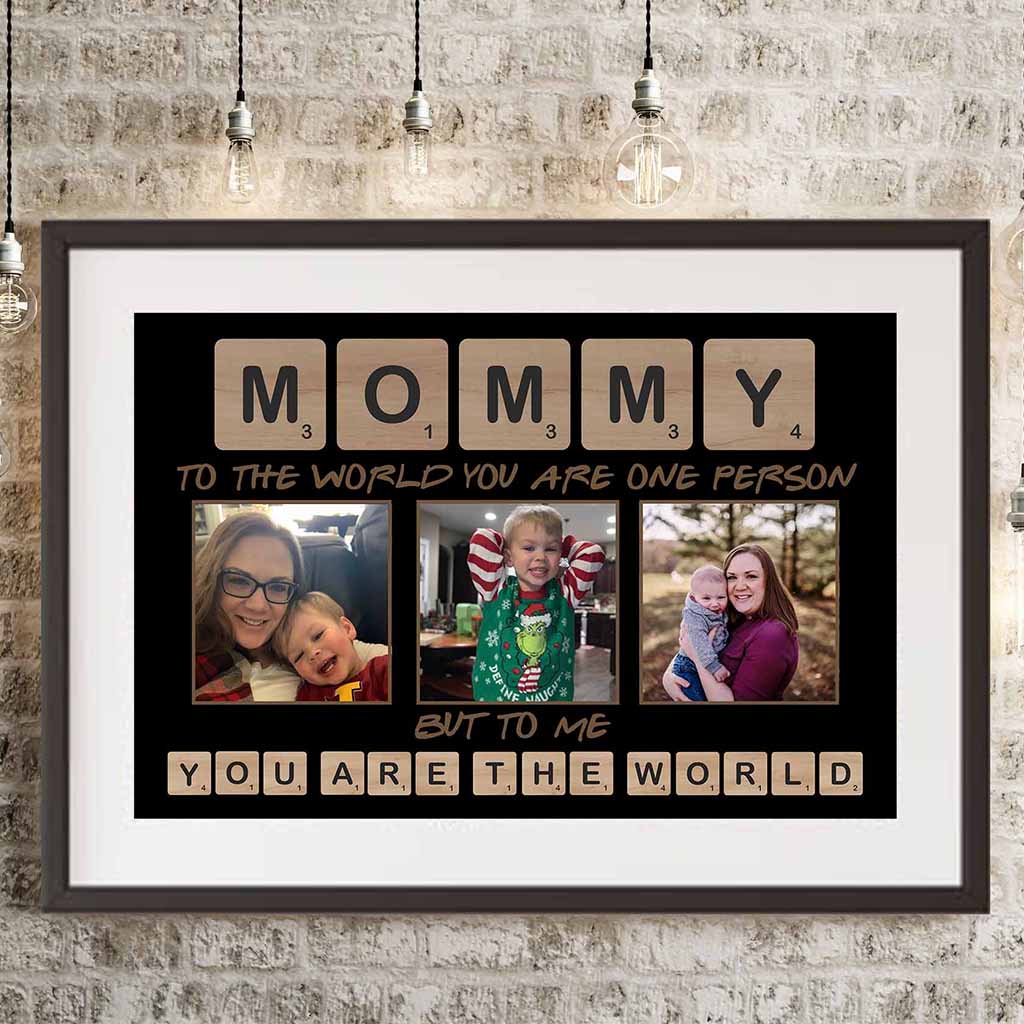 Mommy Scrabble You Are The World Personalized Photo Black PosterCustomly Gifts