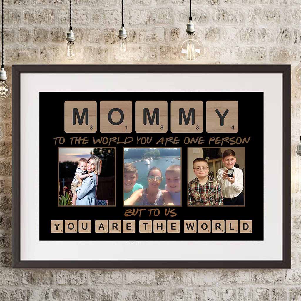 Mommy Scrabble You Are The World Personalized Photo Black PosterCustomly Gifts