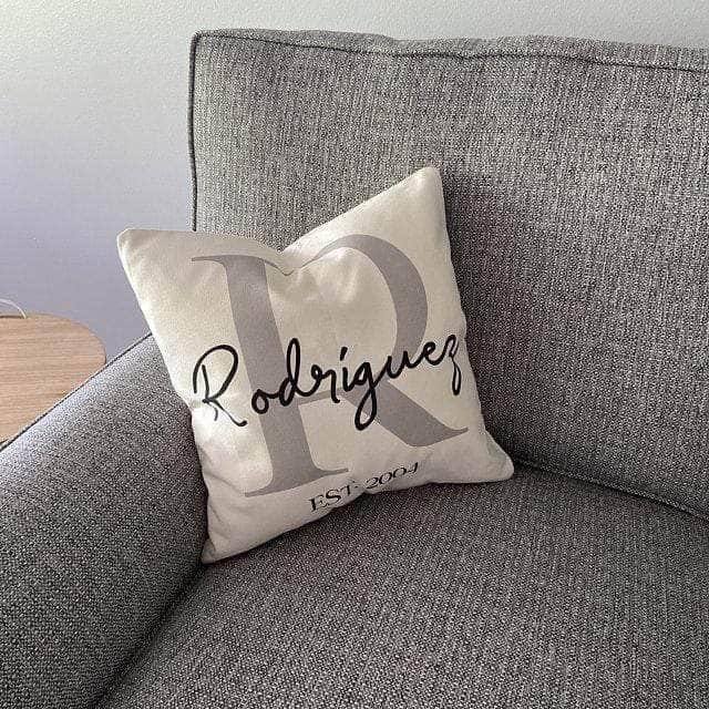 Monogram Family Name v1 Personalized Throw PillowCustomly Gifts