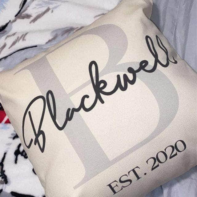 Monogram Family Name v1 Personalized Throw PillowCustomly Gifts
