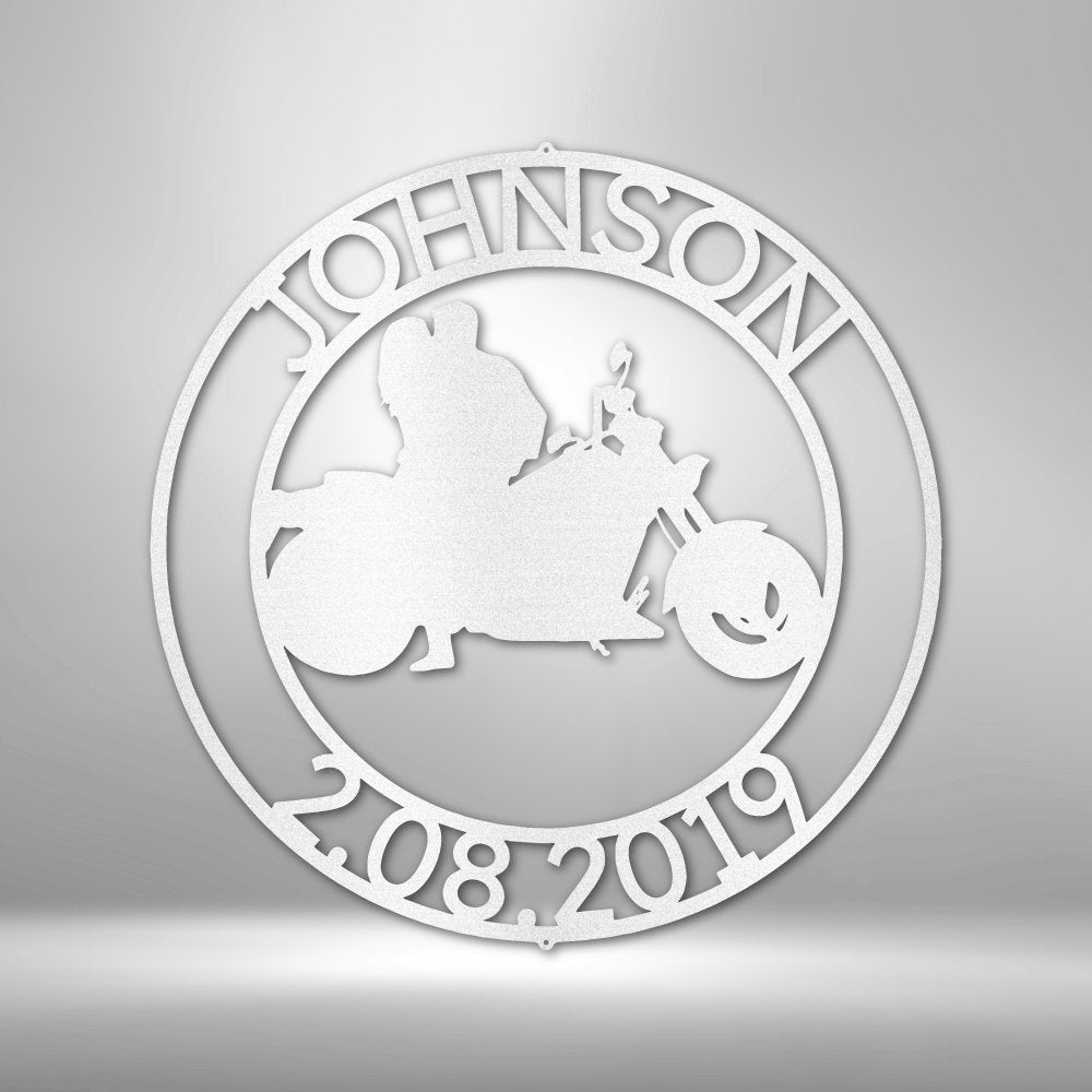 Motorcycle 10 Couple Personalized Name Date Text Steel SignCustomly Gifts