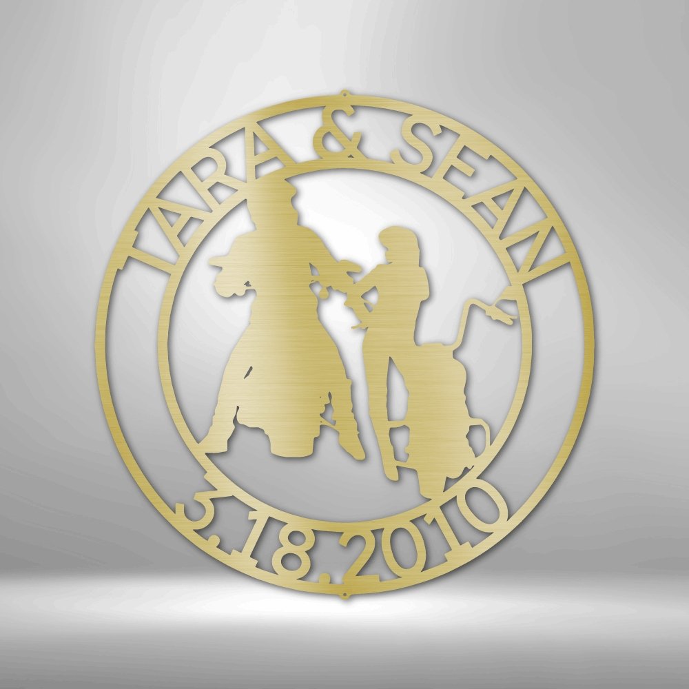 Motorcycle 12 Couple Personalized Names Text Metal SignCustomly Gifts