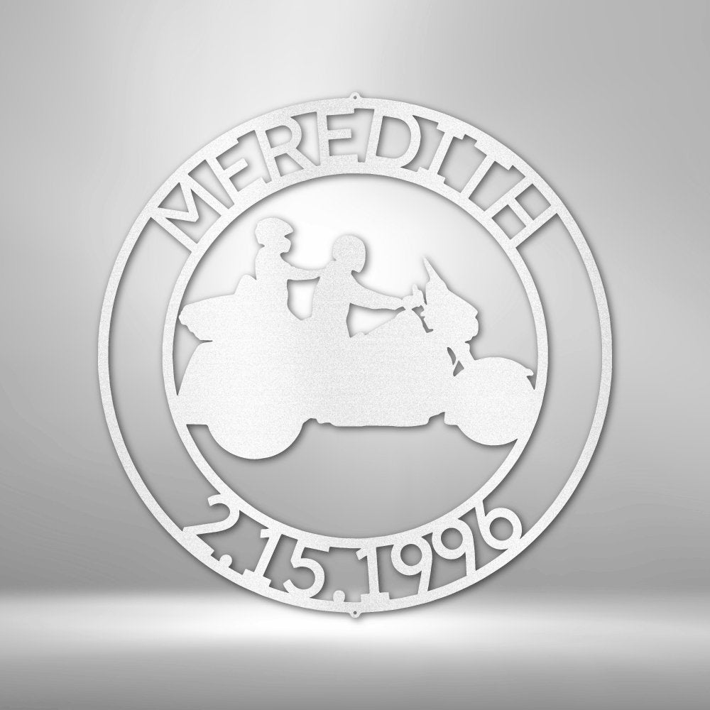 Motorcycle Couple 7 Personalized Name Text Steel SignCustomly Gifts