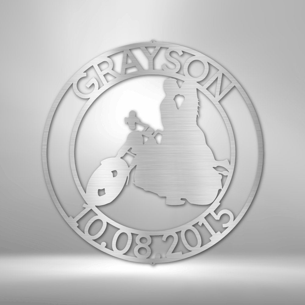 Motorcycle Couple Personalized Name Text Steel SignCustomly Gifts