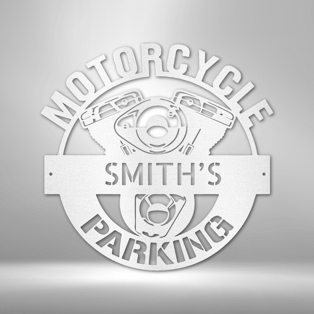 Motorcycle Parking Personalized Name Text Steel SignCustomly Gifts