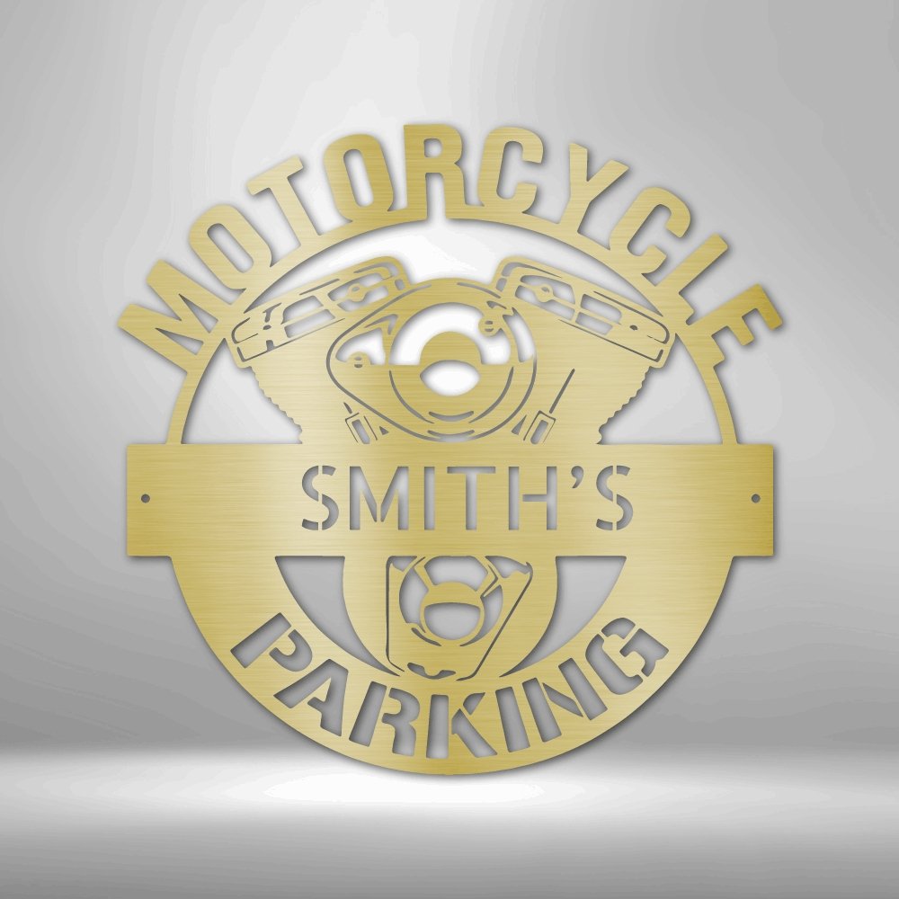 Motorcycle Parking Personalized Name Text Steel SignCustomly Gifts