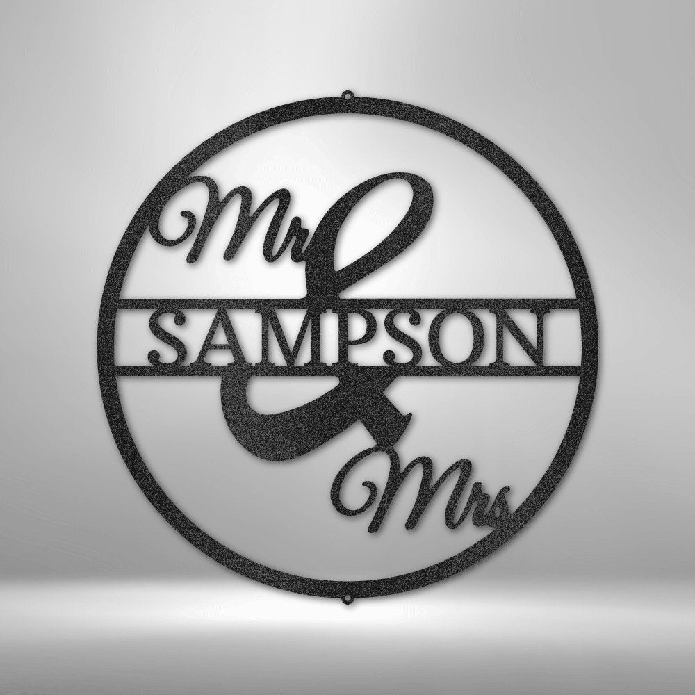 Mr and Mrs Circle Personalized Name Steel SignCustomly Gifts