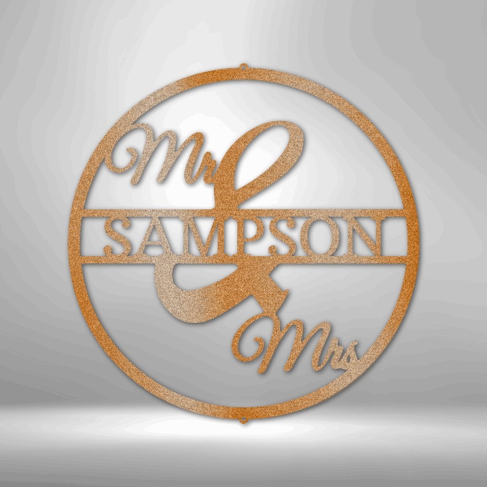 Mr and Mrs Circle Personalized Name Steel SignCustomly Gifts