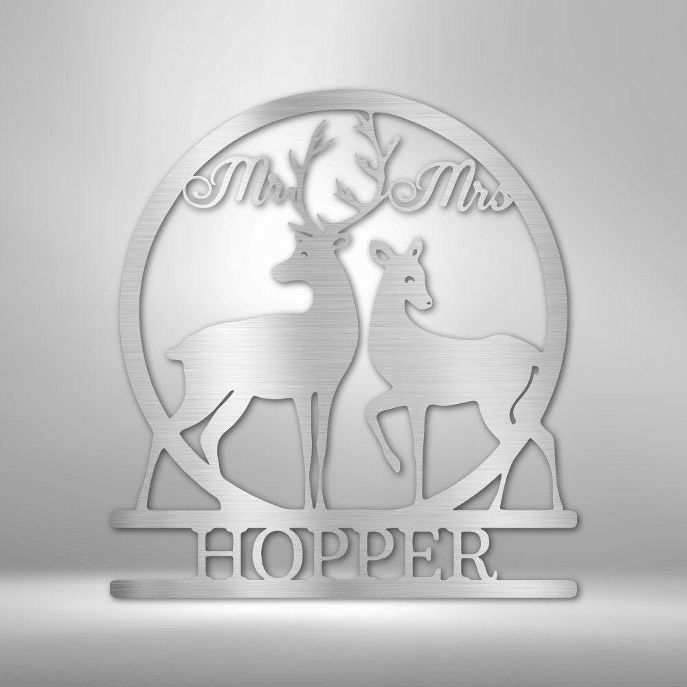Mr and Mrs Deer Personalized Name Steel SignCustomly Gifts