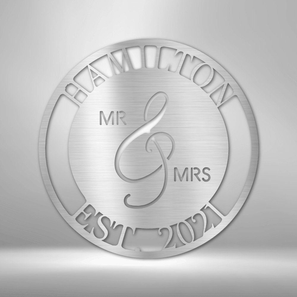 Mr. and Mrs. Personalized Names Text Steel SignCustomly Gifts