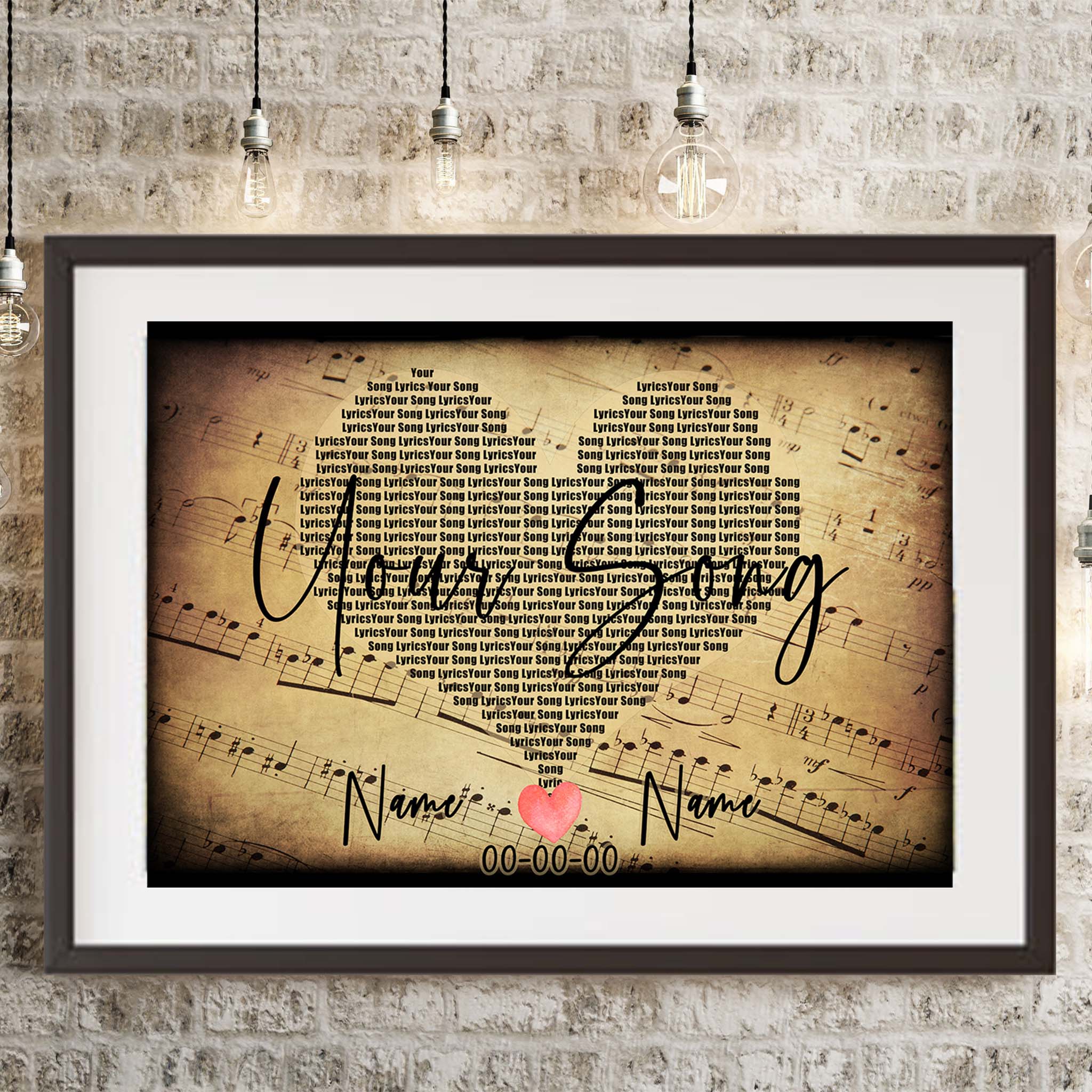 Music Heart Shaped Song Lyrics V1 Personalized PosterCustomly Gifts