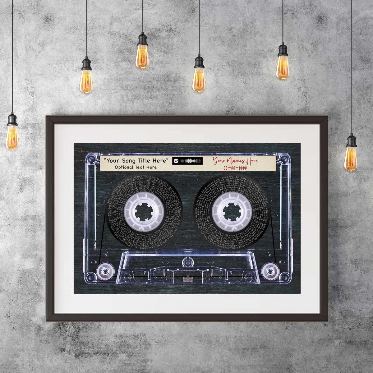 Music Song Lyrics Cassette Tape Charcoal Wood Background Personalized PosterCustomly Gifts
