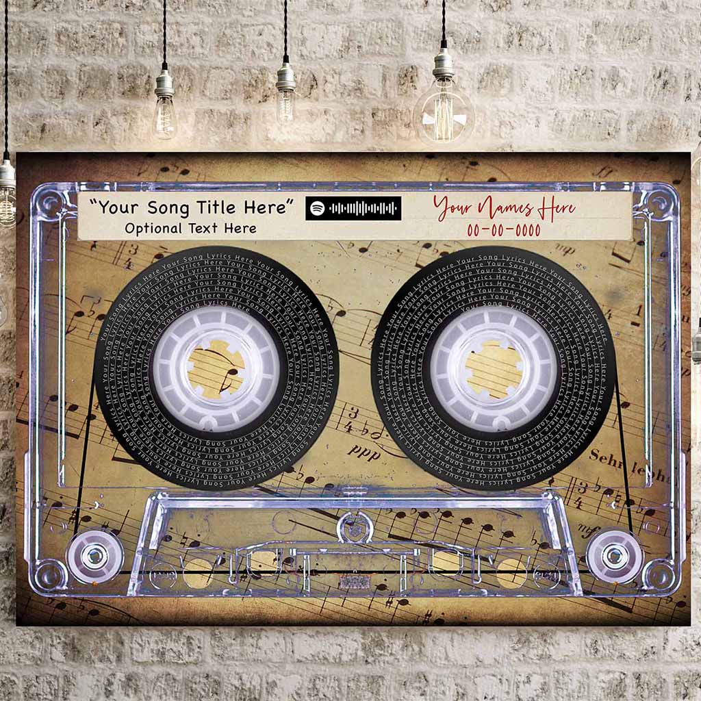 Music Song Lyrics Cassette Tape Music Notes Personalized Canvas Wall ArtCustomly Gifts