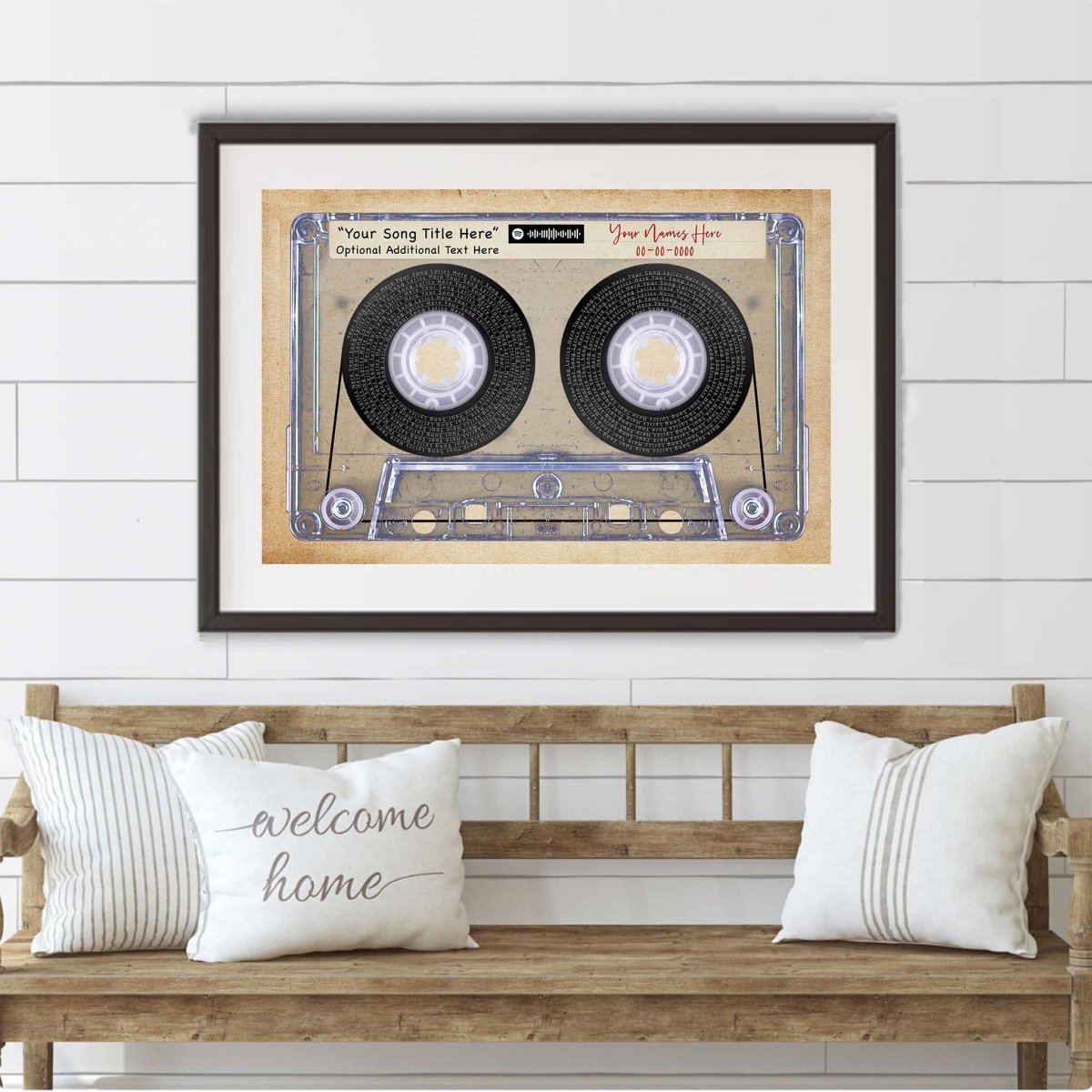 Music Song Lyrics Cassette Tape Vintage Paper Background Personalized PosterCustomly Gifts