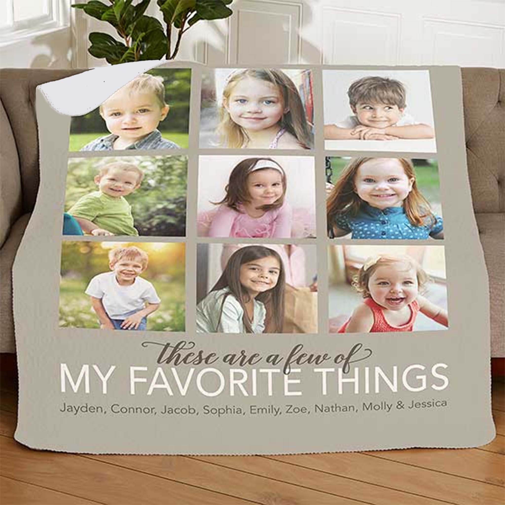 My Favorite Things Personalized Plush Fleece 9 Photo BlanketCustomly Gifts