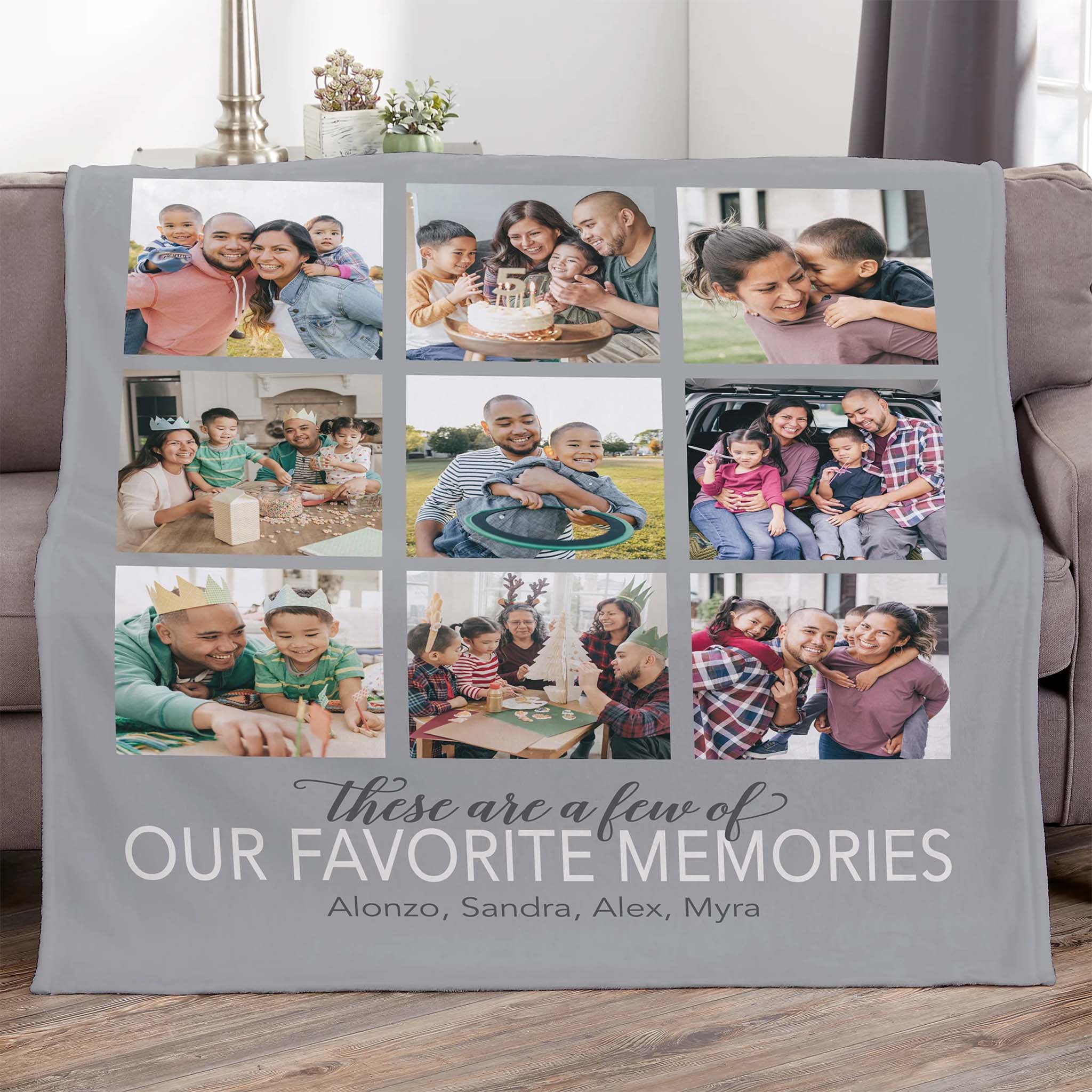 My Favorite Things Personalized Plush Fleece 9 Photo BlanketCustomly Gifts