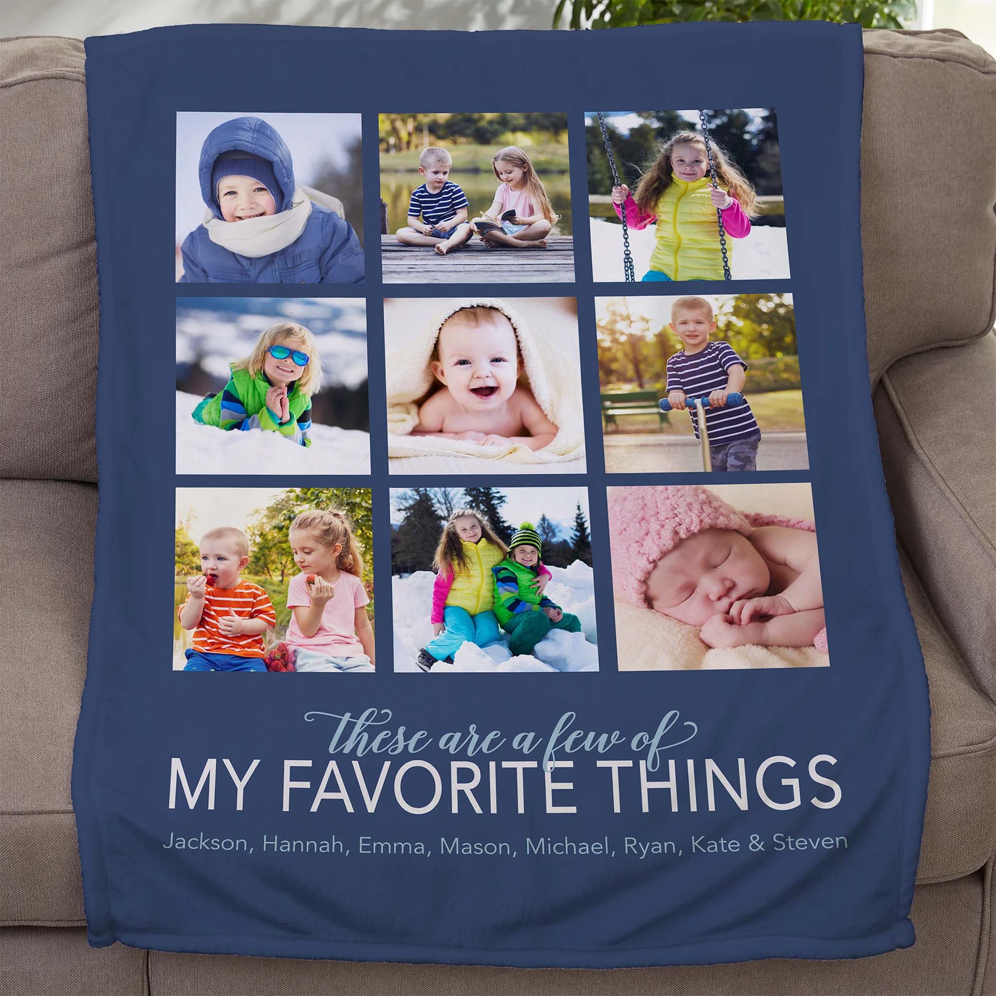 My Favorite Things Personalized Plush Fleece 9 Photo BlanketCustomly Gifts