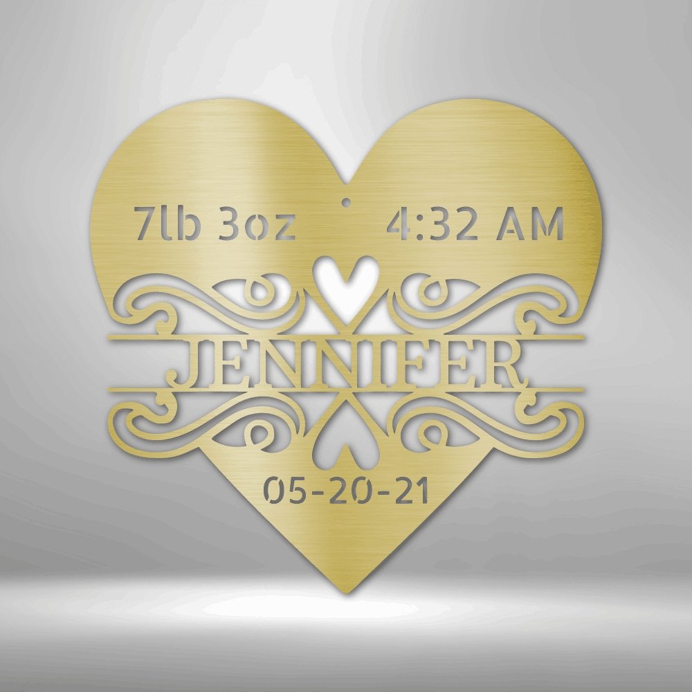 Newborn Love Personalized Baby Name Stats Steel SignCustomly Gifts