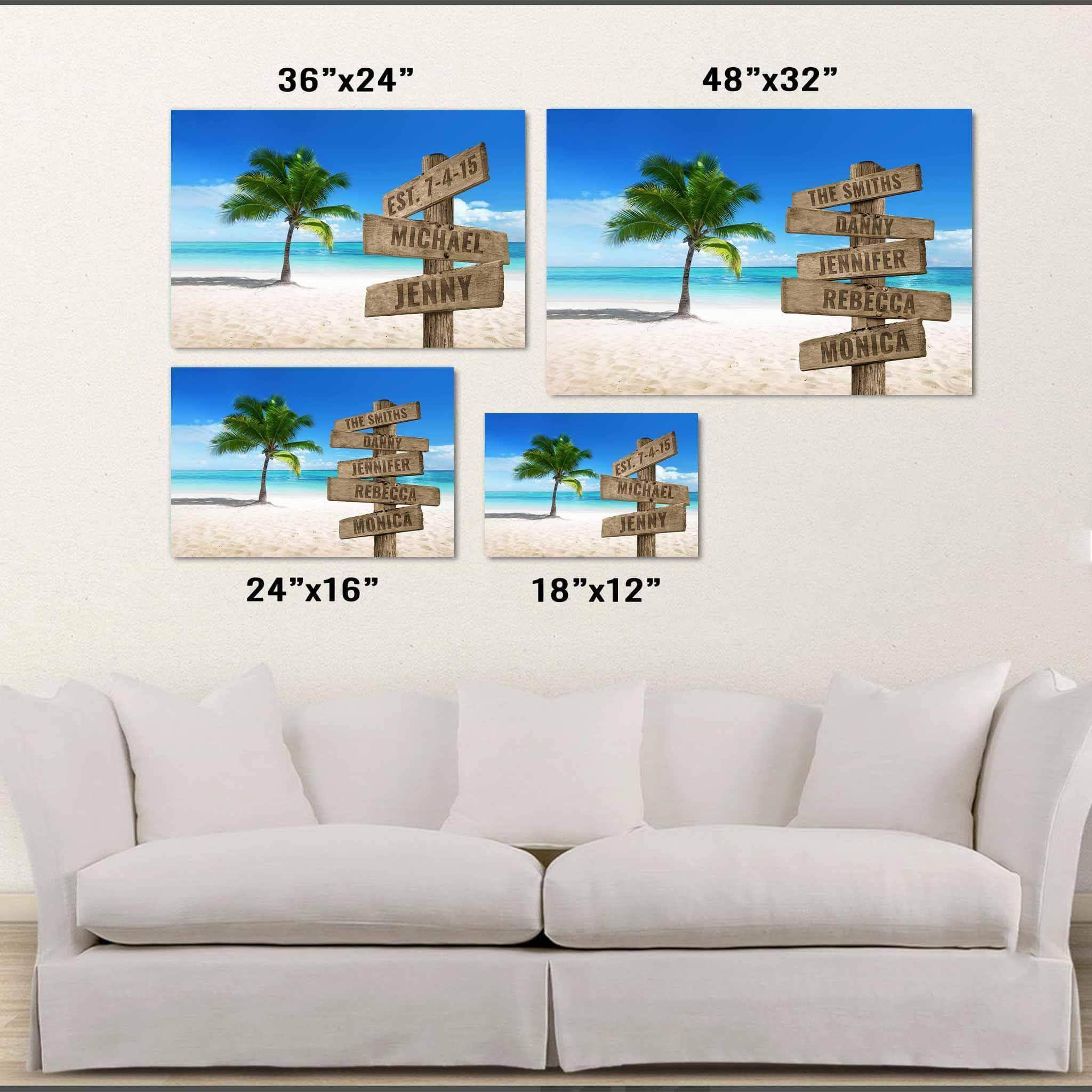 Ocean Breeze v1 Multiple Names Personalized Directional Sign CanvasCustomly Gifts