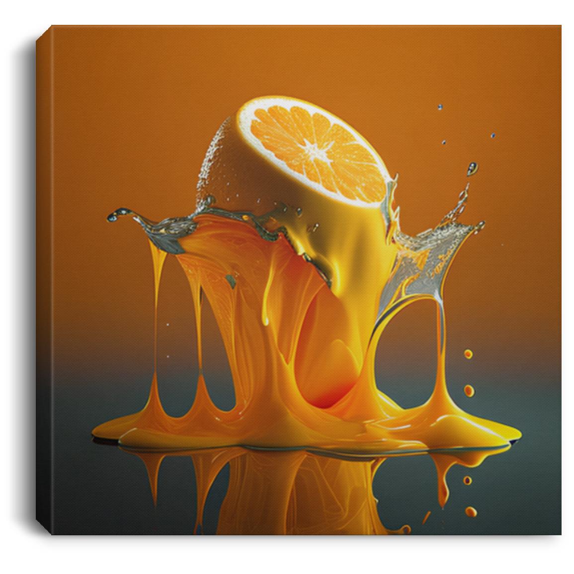 Orange Juice Splash on a Dark Background Canvas PrintCustomly Gifts