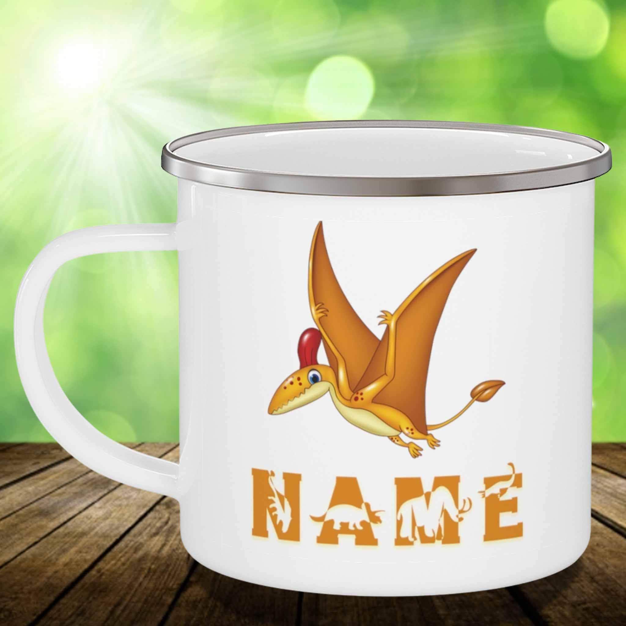 Orange Pterodactyl Cartoon Dinosaur Custom Personalized Kids Themed MugsCustomly Gifts