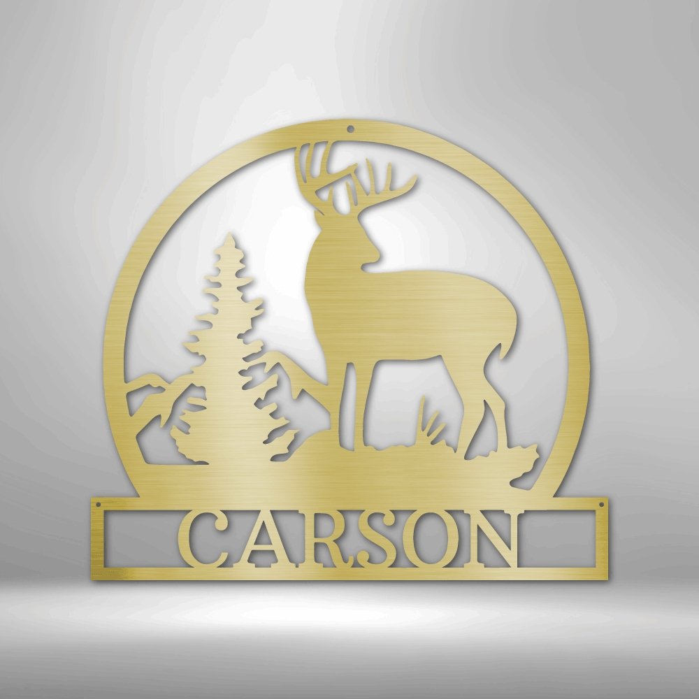 Outdoor Buck Personalized Name Text Steel SignCustomly Gifts