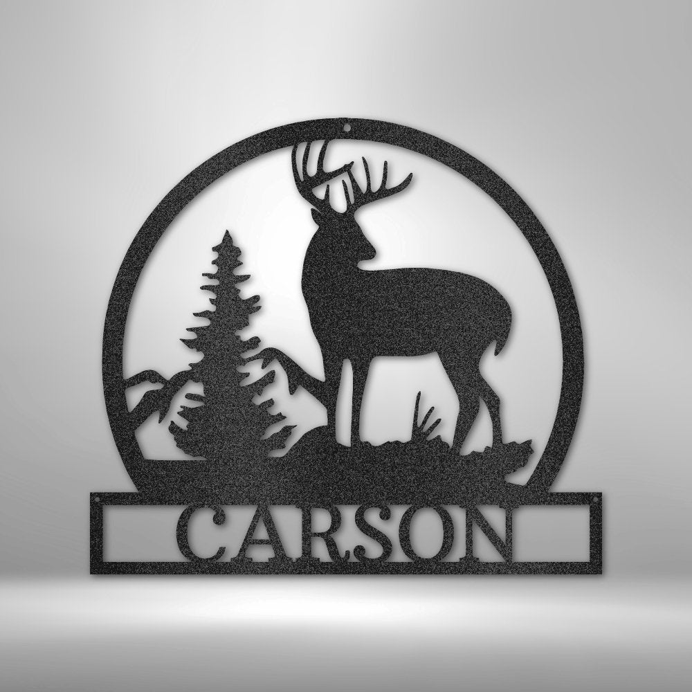 Outdoor Buck Personalized Name Text Steel SignCustomly Gifts