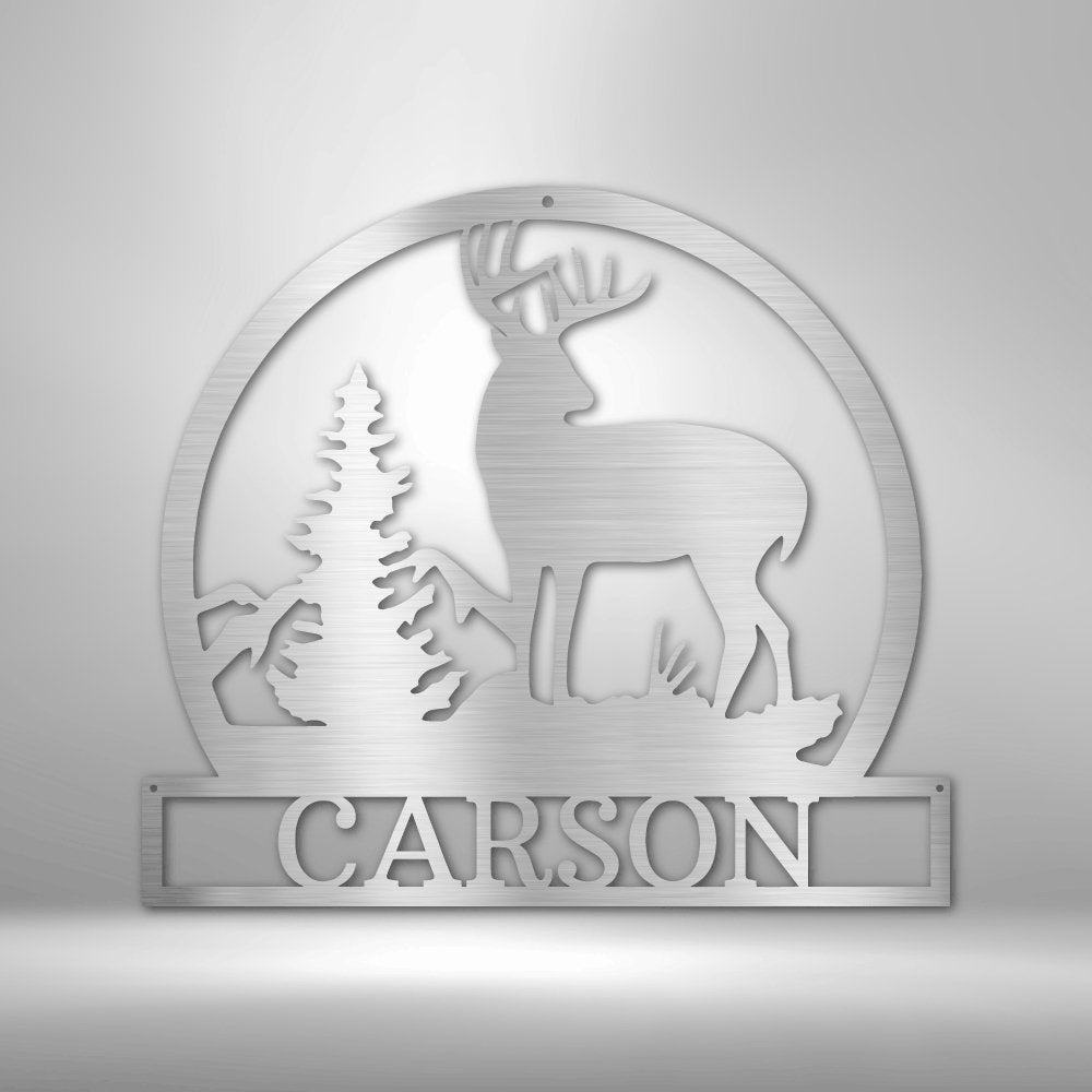 Outdoor Buck Personalized Name Text Steel SignCustomly Gifts
