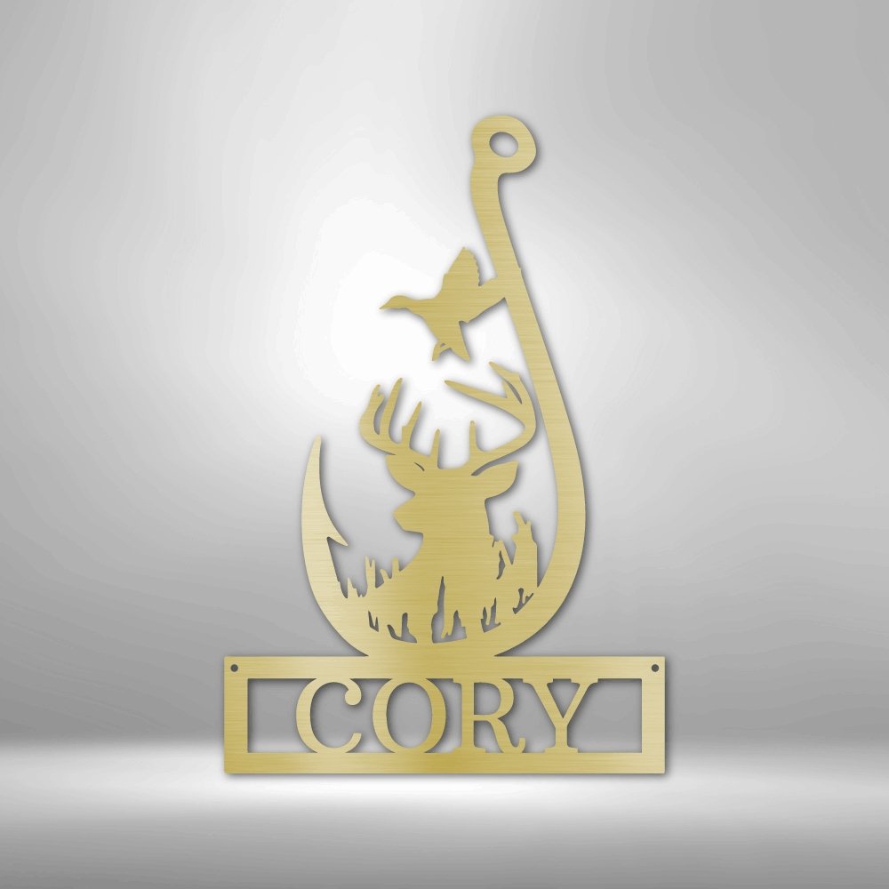 Outdoorsman V2 Personalized Name Text - Steel SignCustomly Gifts