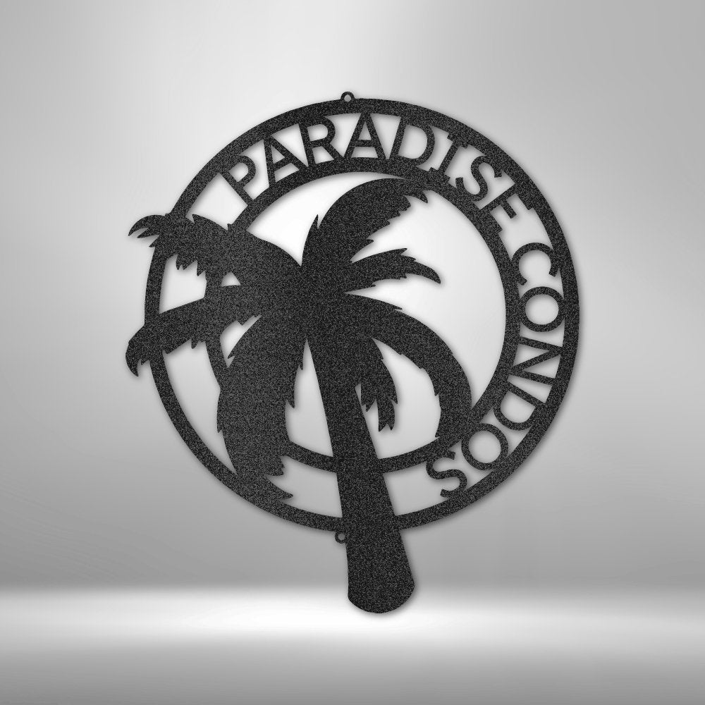 Palm Tree Personalized Name Text Steel SignCustomly Gifts