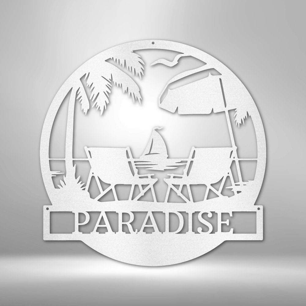 Paradise Beach Personalized Metal SignCustomly Gifts