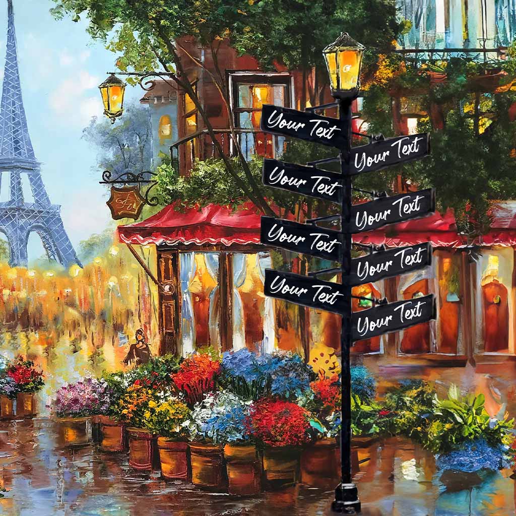 Paris at Dawn Town Square Street Eiffel Tower Personalized Street Sign CanvasCustomly Gifts