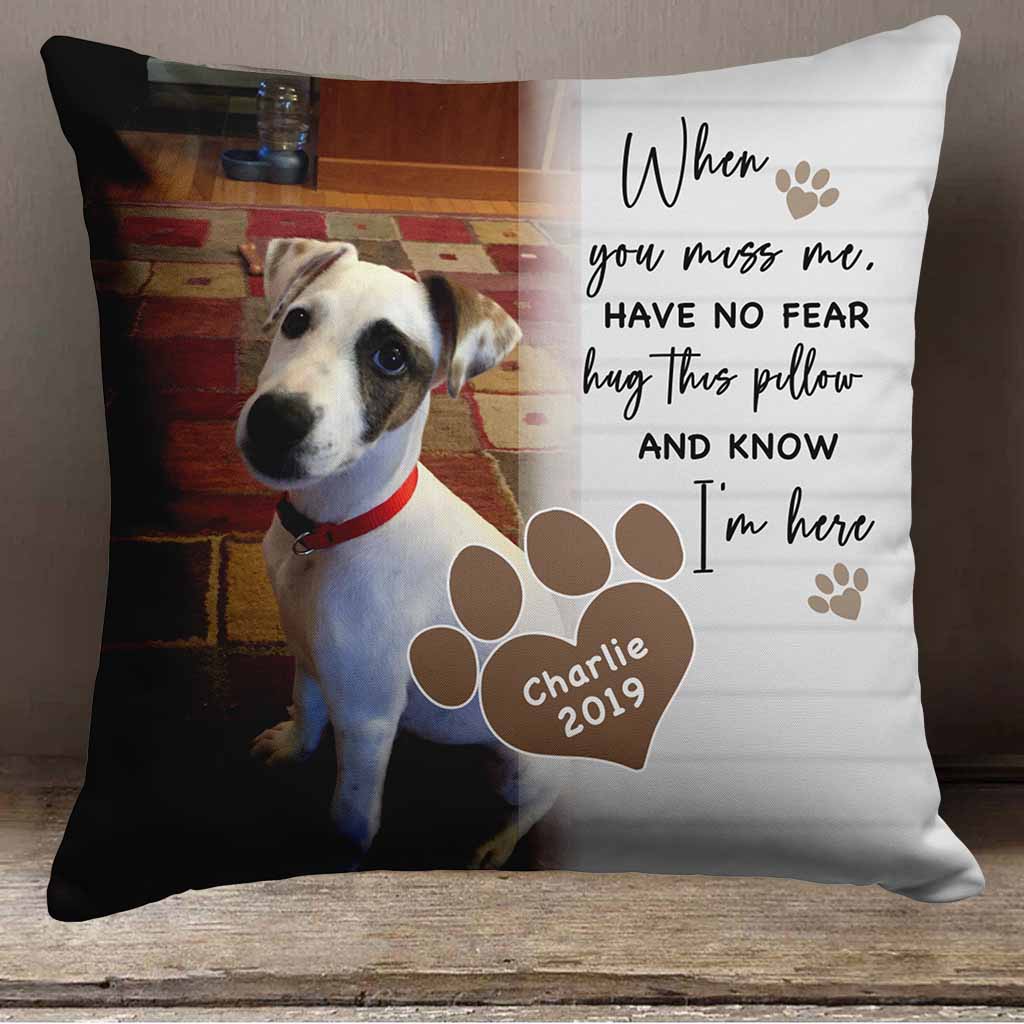 Personalized Pet Memorial Pillow Line Design - When You Miss Me Photo Pillow GiftCustomly Gifts