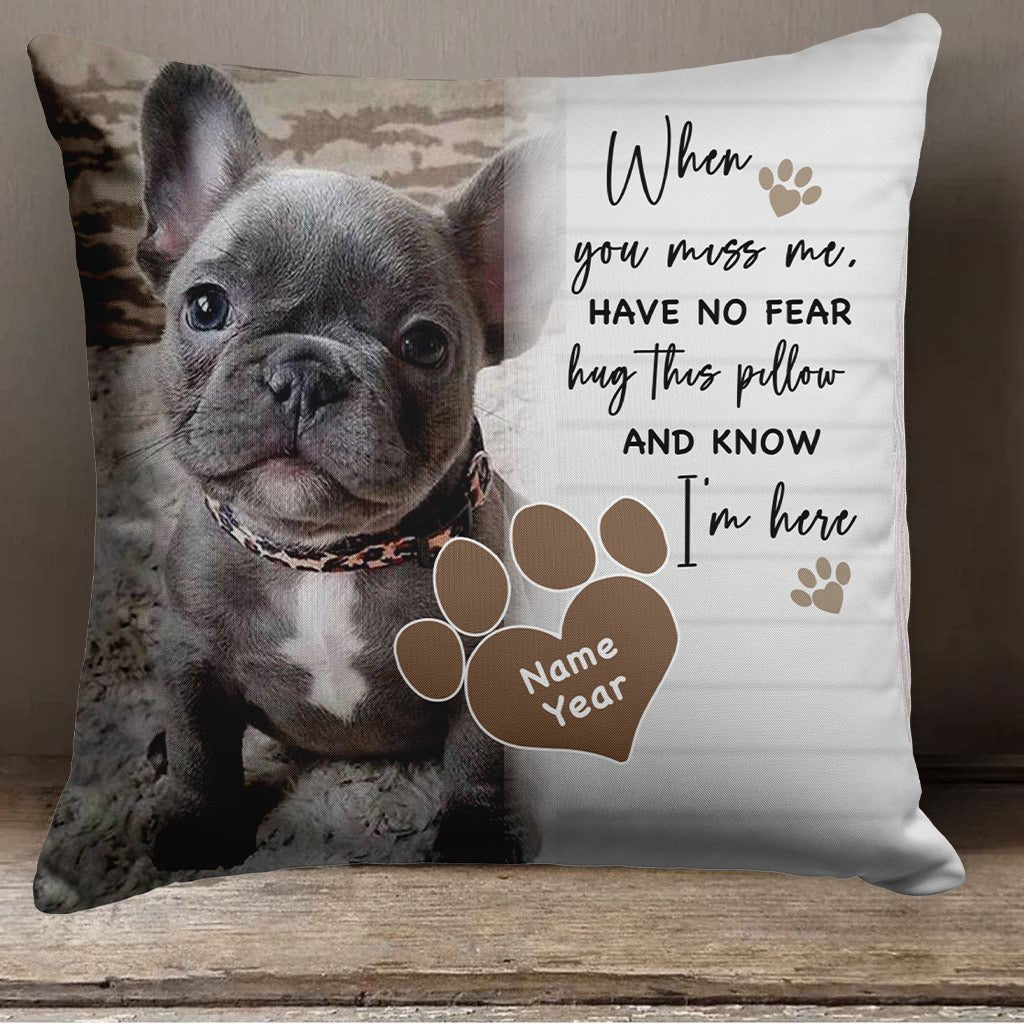 Personalized Pet Memorial Pillow Line Design - When You Miss Me Photo Pillow GiftCustomly Gifts