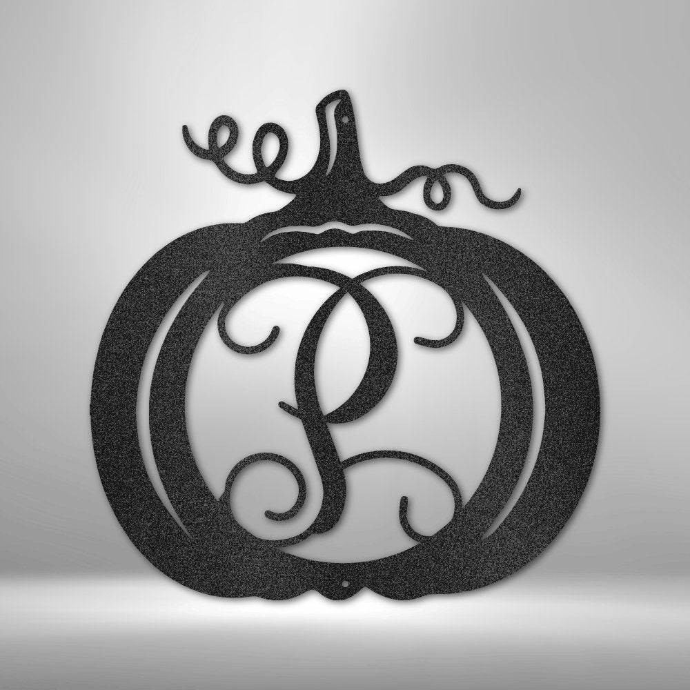 Pumpkin Initial Monogram Personalized Steel SignCustomly Gifts